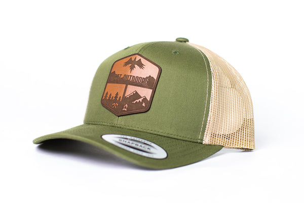 Leather "Get Outdoors" trucker hats